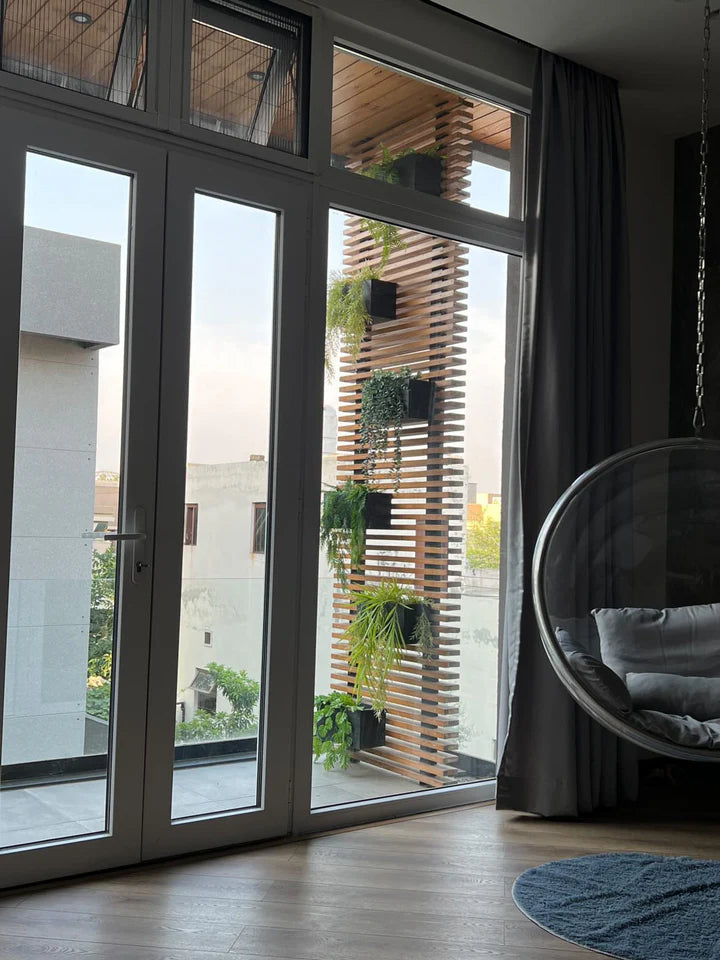 Square Metal planter with Hanging wines