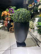 Black Fiber Urn With Pedestal