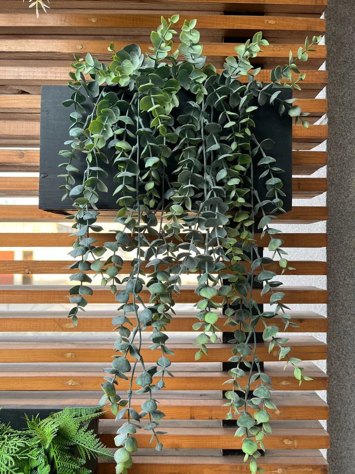 Square Metal planter with Hanging wines