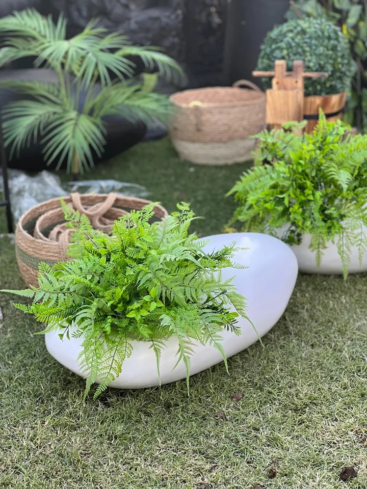 Stone shaped Fiber Planters with fillers