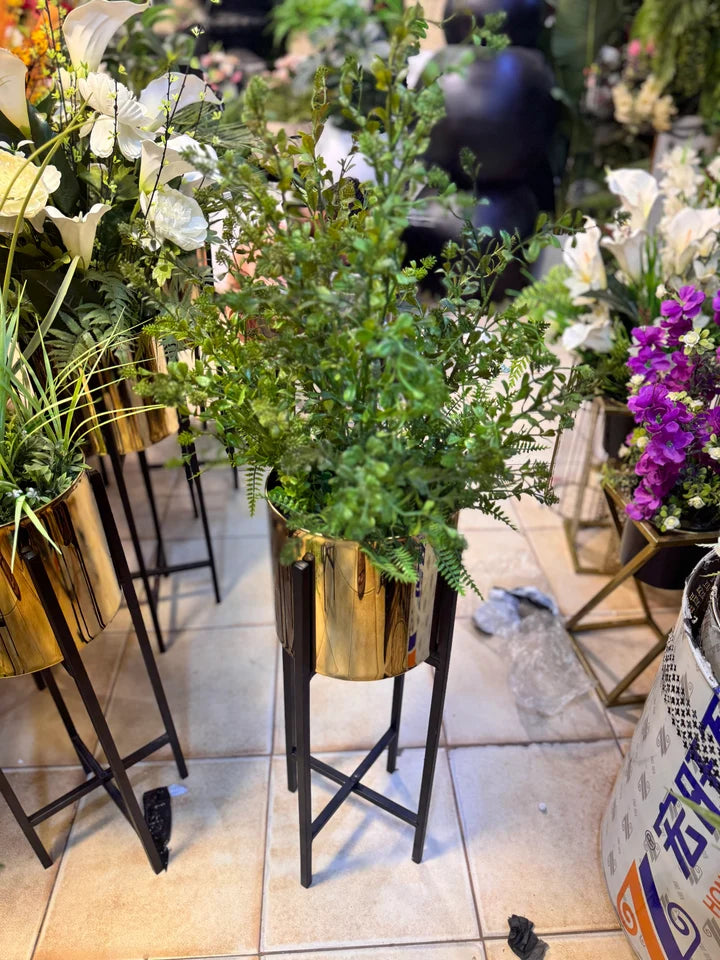 Metal stand with plants