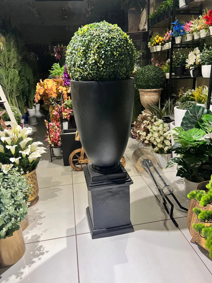 Black Fiber Urn With Pedestal