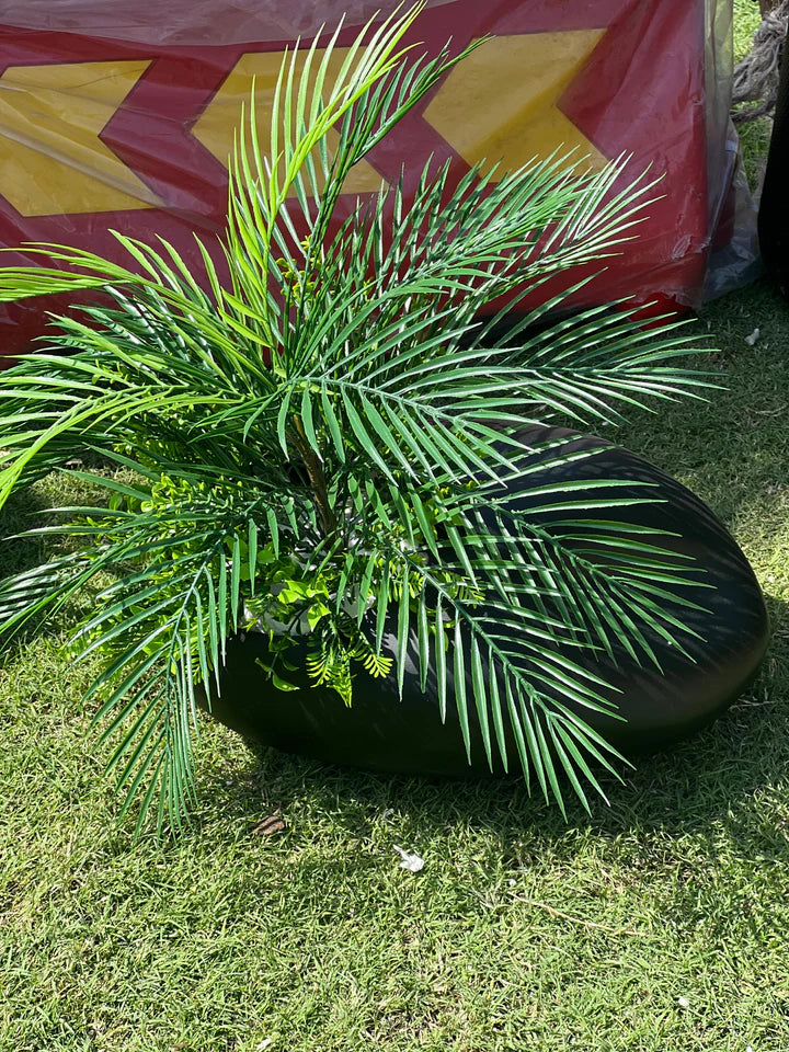 Stone shaped Fiber Planters with fillers