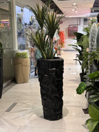 Black Sculpted Fiber Pot