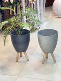 Stone Finish Tripod Planter